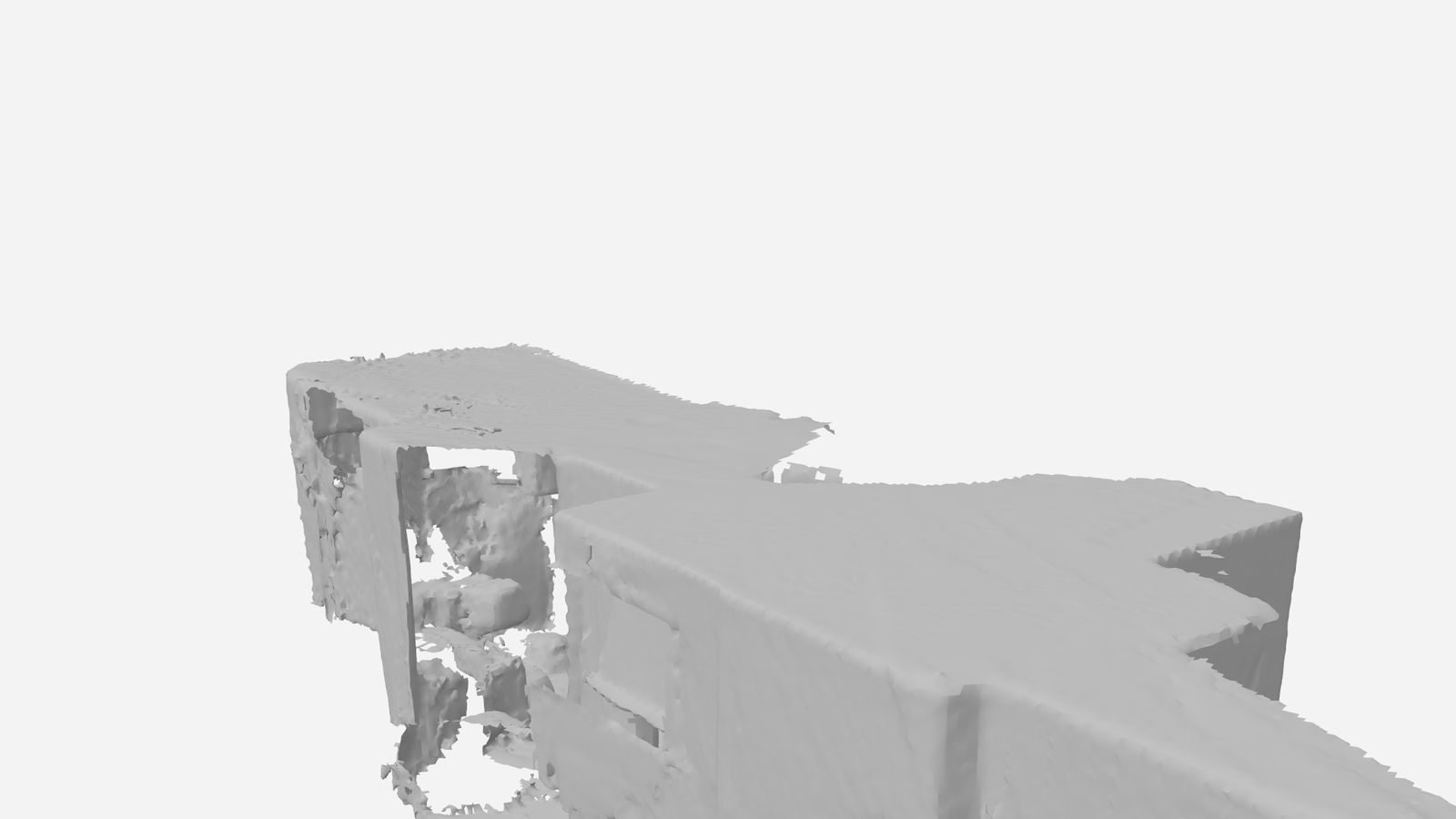 A room scanned with an iPhone, shown as a grey 3D model
